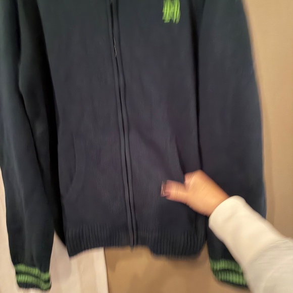 Notre Dame Blue Cardigan Full Zip Sweater, Embroidered, High Neck, Size 2XL - Picture 4 of 10